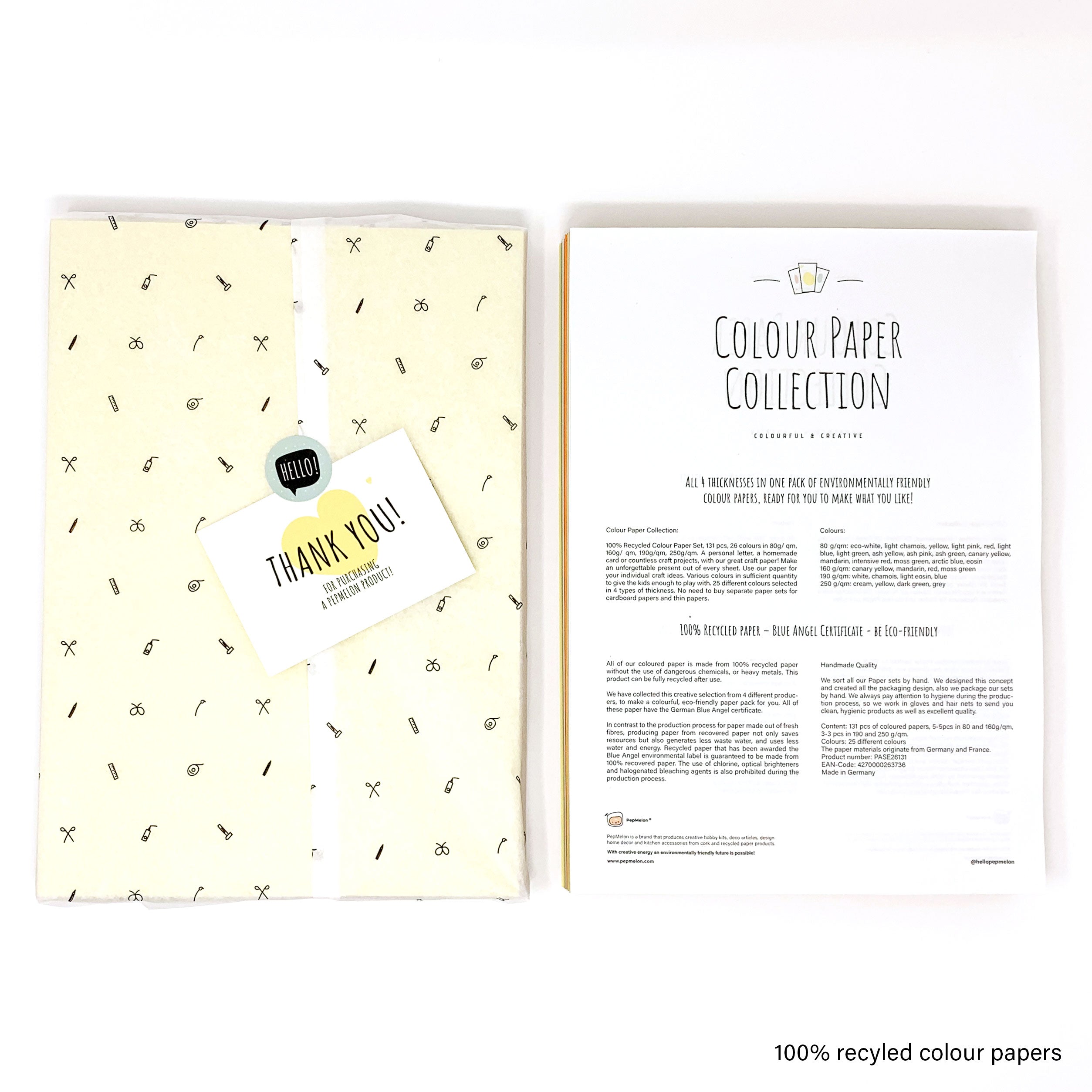 Colour Craft Paper - 100% Recycled, 4 thickness, 136 pcs